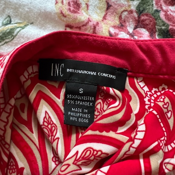 INC Women's Designer Red Floral Paisley Multicolor Sleeveless Halter Maxi Dress - Picture 5 of 5